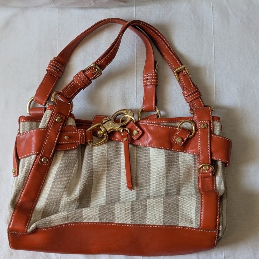 Brown and Tan Women's Handbag